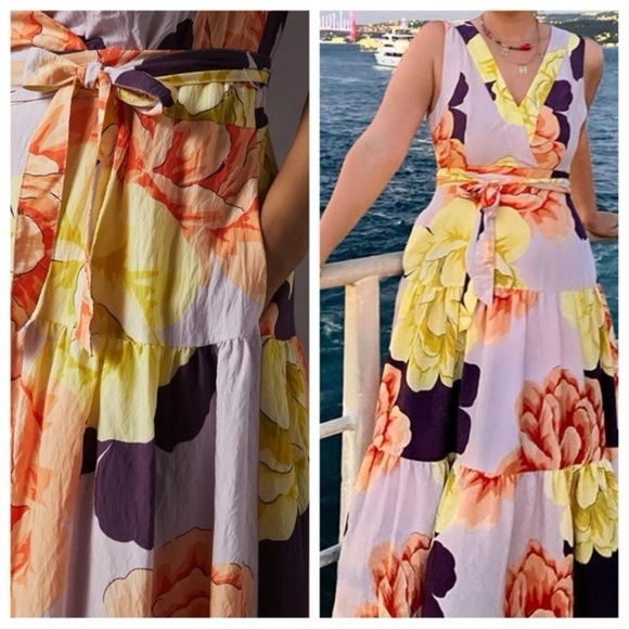 NWT Anthropologie Floral Wrap Maxi dress by Maeve - Picture 3 of 13